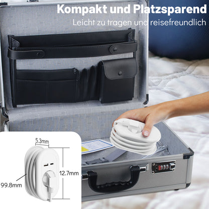 RealMade Reise Mehrfachsteckdose mit USB, 3680W Steckdosenleiste mit 1 USB und 1 TYP-C Anschlüssen, Steckerleiste mit USB, 1M umwickeltes Kabel, USB Steckdose für Reisen und Büro-Weiß